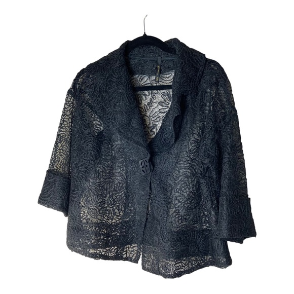 IC by Connie K Art to Wear Lace with Bold One Button Closure Black Size … - Picture 1 of 8